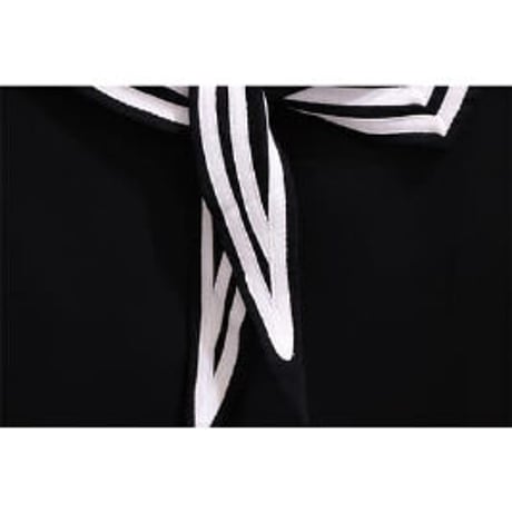 ★3L～7L★学生風 可愛いセーラー服 イレギュラー襟　シフォンシャツブラウス      62933