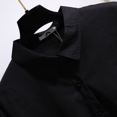★3L~7L★ぽっちゃりさん アシンメトリーギャザ入り コットン シャツワンピース61440