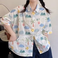 3COLOR★最新トレント 原宿系 ゆったり 大きいサイズ　ポケット付き  シャツ  ブラウス  61488