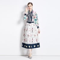 ★S~3L★結婚式 二次会 パーティー デート　ボウタイ リボンブラウス　スカート 2set  S62335