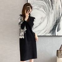 ★M～3L★ゆったり  オシャレニット 上品感 可愛い花柄　ドルマンスリーブニットワンピース   9653