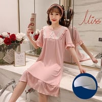 4色★M～2XL★胸パッド付き ワンピース 半袖 薄い パジャマ マタニティウェア    海外   2022051042