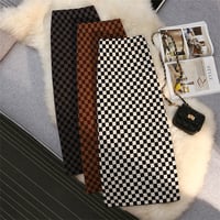 ★S～XL★チェック柄 ストレッチ ニット ロングスカート チェッカーボード  海外  2022010315