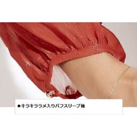 ★パーティー 結婚式 披露宴 二次会 上質 袖ラメ入り ガウチョパンツ オールインワンドレス  [オレンジ]    3313