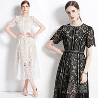 ★S~3L★ 結婚式 二次会 パーティー 大人優雅印象　花柄総レースドレスワンピース  S66922