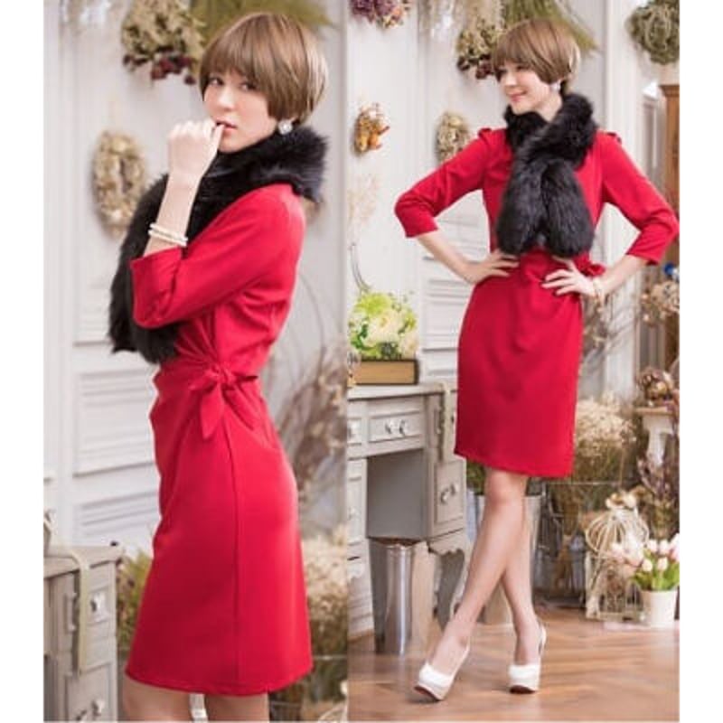 パーティードレスのコーデを格上げする上品なフェイクファーショール