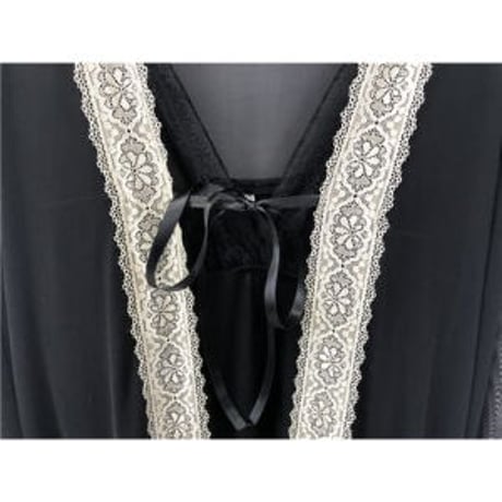 ★2L～5L★セクシーパジャマ 透け感レース パット付きキャミワンピース ナイトガウン２set      [黒]     004
