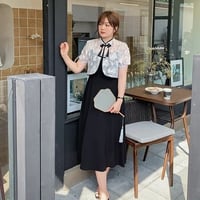 大きいサイズ★２L～5L★チャイナ風 花柄ジャカード織りトップスキャミワンピース 2set   k2371