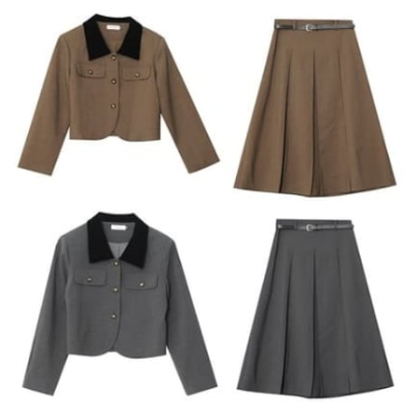 ★2L～6L大きいサイズ ★オシャレぽっちゃりさん　学生風　ジャケット  スカート  2点セット  7873