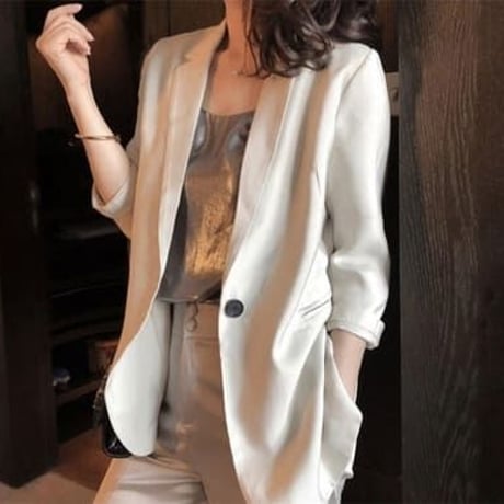 ★S～XL★カジュアル 薄い トップス 七分袖 日焼け止め スーツ コート     [べージュ]  海外   2022050904