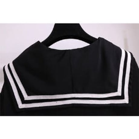 ★3L～7L★学生風 可愛いセーラー服 イレギュラー襟　シフォンシャツブラウス      62933