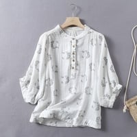 6色★夏涼感  七分袖  ダブルガーゼ素材  可愛い花柄  ブラウス トップス  60615