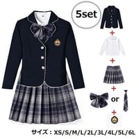 32色★チエック柄スカート★学生制服スーツセット ジャケット シャツ リボン バッジ      3049