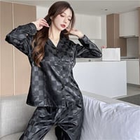 2色★M～2XL★パジャマ レディース 長袖 チェック柄 ルームウェア セット   海外   2022051049