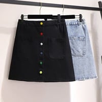 ★3L~7L★ぽっちゃりさん 可愛いカラフルボタン　デニムスカート  60490
