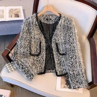 ★3L~7L★大きいサイズ★可愛いぽっちゃりさん上品感ラメ入り 中綿　ジャケットコート [ブラック] 66058