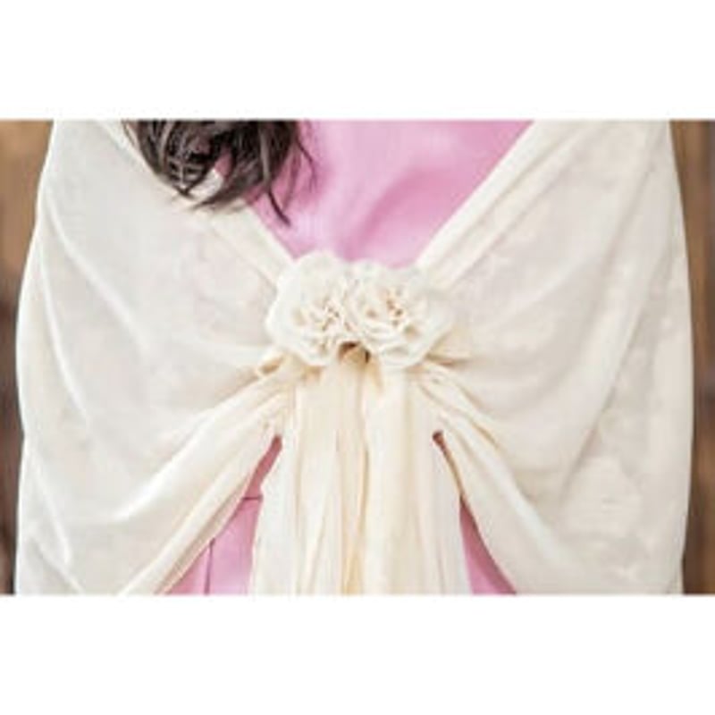 パーティードレス 上品 シフォン 花柄レース 表裏2WAY ストール