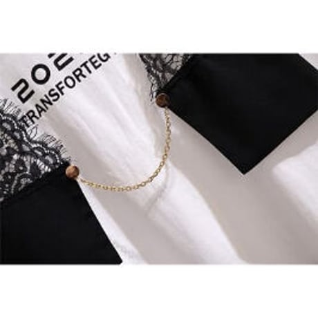 ★3L~7L★ぽっちゃりさん オシャレ重ねる風　レース切替 Tシャツ   62244