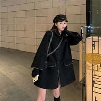 チェスターコートジャケット  カーディガン 長袖 ゆったりする大きいサイズ       [黒]       海外     2020102815