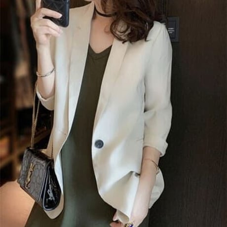★S～XL★カジュアル 薄い トップス 七分袖 日焼け止め スーツ コート     [べージュ]  海外   2022050904