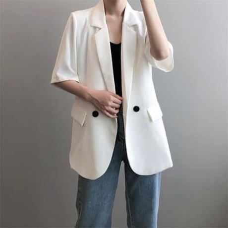 3色★M/L★ファッション コートカジュアル 新品 ピュアカラー スーツ 半袖   海外   2022071121