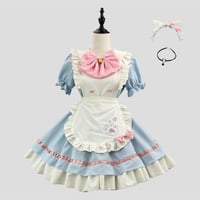 2色★S～6L大きいサイズ★コスプレ メイド服 エプロン バイカラー切替　ハロウン衣装 コスプレ 5点セット  8268