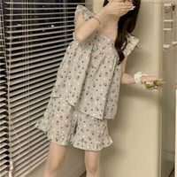 ★sweet系 可愛い プリント フリル ルームウェア パジャマ 袖なし  [F   ]海外   2022051044