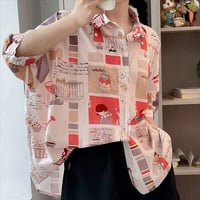 3COLOR★最新トレント 原宿系 ゆったり 大きいサイズ  半袖シャツ  ブラウス　アニメ柄  61464