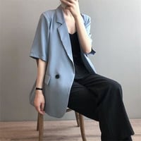 3色★M/L★ファッション コートカジュアル 新品 ピュアカラー スーツ 半袖   海外   2022071121