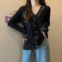 2COLOR★ゆったり 2L～5L★オーバーサイズ サマーニット レース切替 ニット 薄手ニット トップス  6986