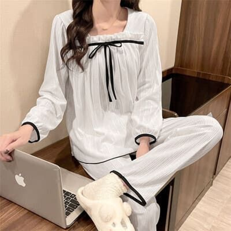 ☆M～2XL☆ パジャマ 可愛い 新品 長袖 夏 2点セット ルームウェア