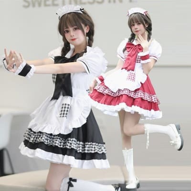 ☆S～6L大きいサイズ☆コスプレ メイド服 エプロン ロリータ