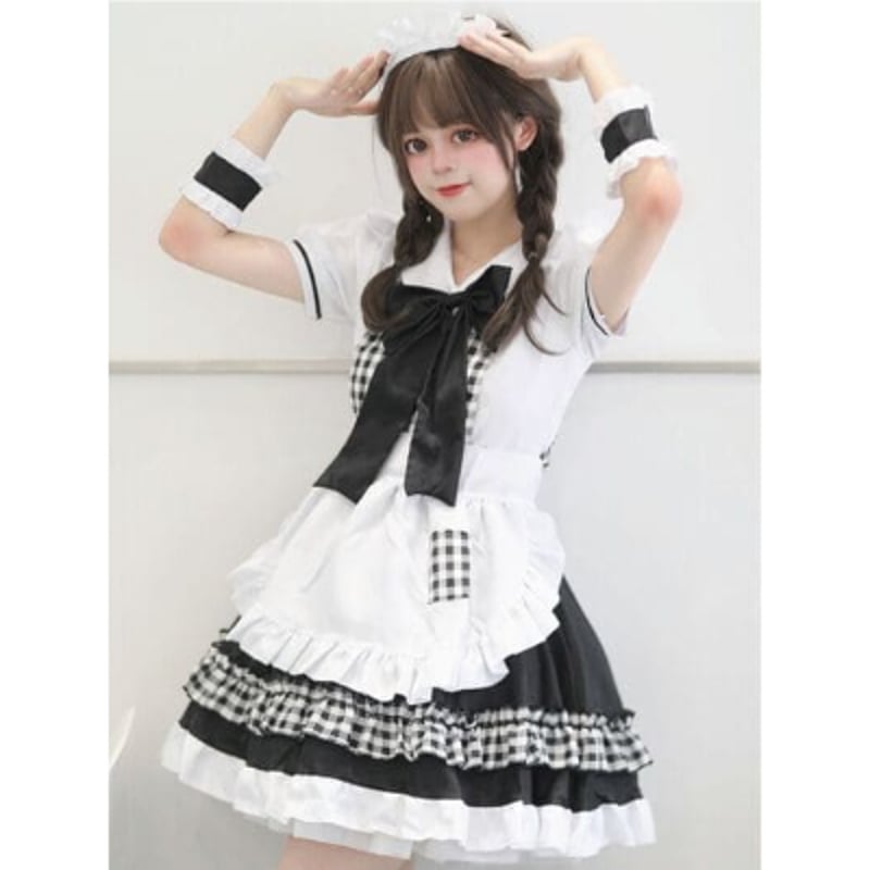 ☆S～6L大きいサイズ☆コスプレ メイド服 エプロン ロリータ