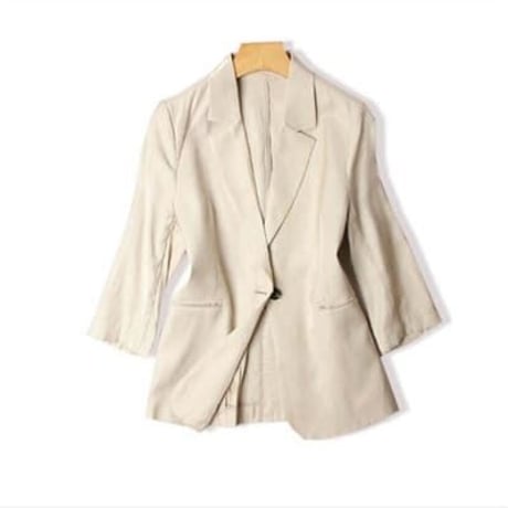 ★S～XL★カジュアル 薄い トップス 七分袖 日焼け止め スーツ コート     [べージュ]  海外   2022050904
