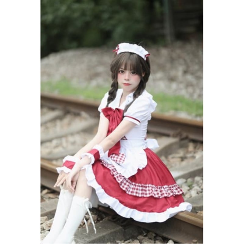 ☆S～6L大きいサイズ☆コスプレ メイド服 エプロン ロリータ