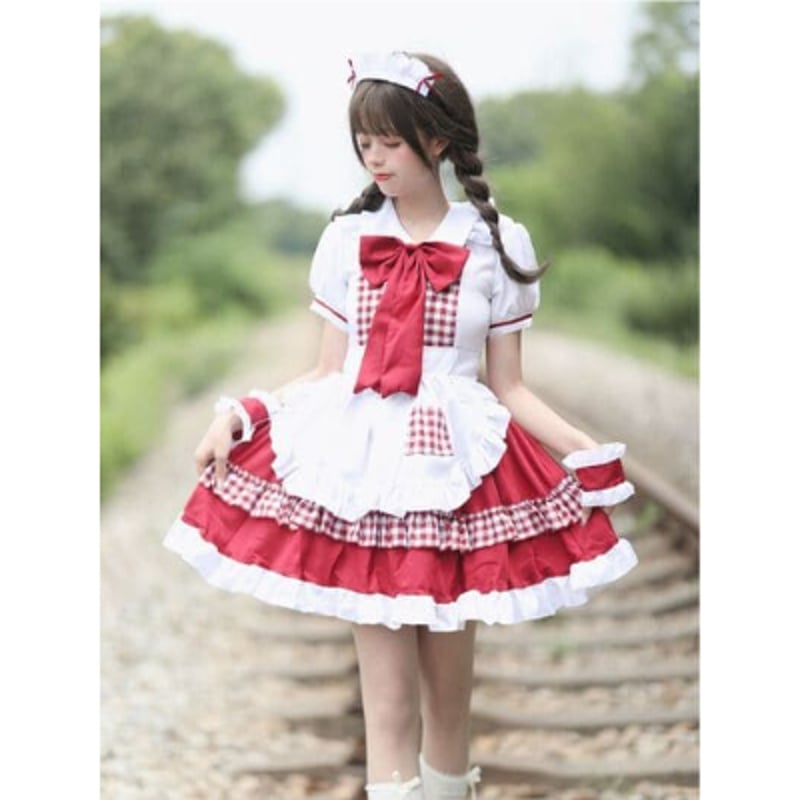 ☆S～6L大きいサイズ☆コスプレ メイド服 エプロン ロリータ