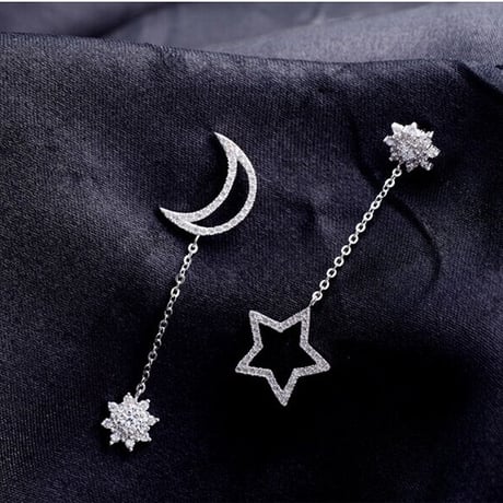 アクセサリー★アレルギー防止　スターリングシルバー　SILVER925　オシャレ　星  月  ピアス  YL-ZD-B01