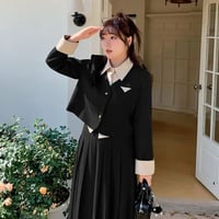 2色★2L～6L大きいサイズ ★オシャレぽっちゃりさん　ジャケット  プリーツスカート２セット  A0071