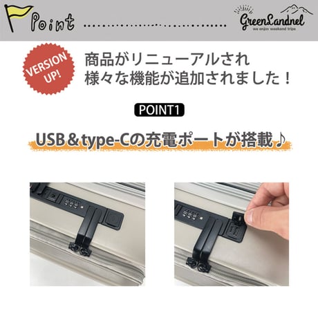 【最新モデル】スーツケース キャリーケース フロントオープン mサイズ スマホスタンド 充電ポート USB type-C TSAロック 3泊～6泊 60L ストッパー サスペンション