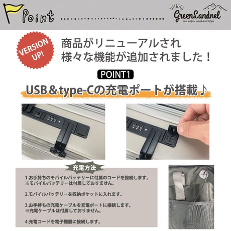 【最新モデル】スーツケース キャリーケース 機内持ち込み可能 フロントオープン sサイズ スマホスタンド 充電ポート USB type-C TSAロック 1泊～3泊 35L ストッパー サスペンション