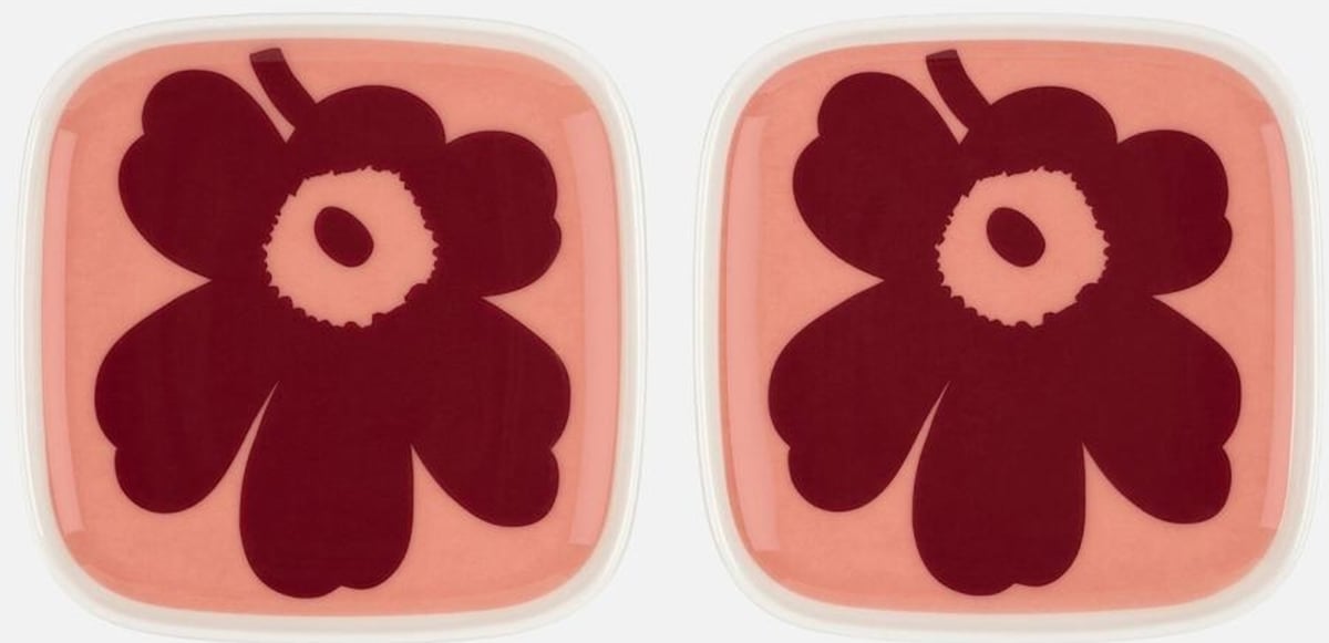 ウニッコ柄　ピンクプレート2枚セット マリメッコ UNIKKO PLATE ウニッコ プレート 10×10CM 2PCS