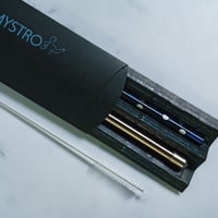 ＃17 藍水玉３点セット（ストロー、ケース、洗浄ブラシ）