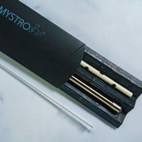 ＃12 サビ水玉３点セット（ストロー、ケース、洗浄ブラシ）