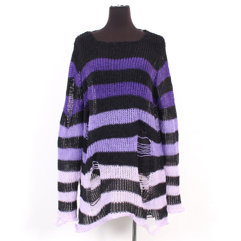 organic emotion ロゴグラデーションダメージニットセーター organic emotion ロゴグラデーションダメージニットセーター