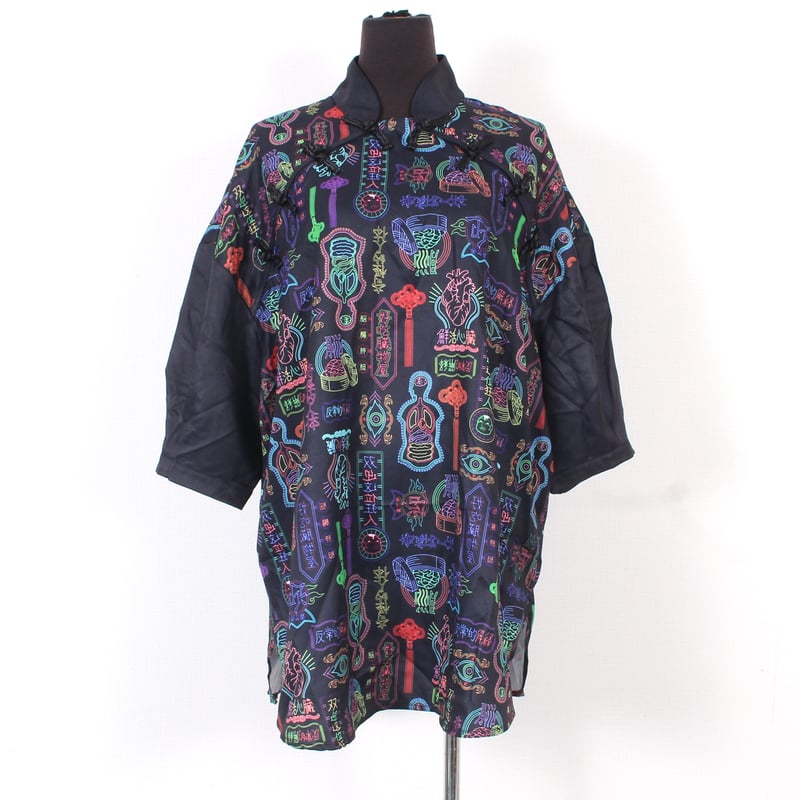 ❣️レア品。トクコ　万華鏡柄　ドレープ　チュニック DXMOUVE】臓器看板柄チャイナカラーシャツ/DX0084 | DXMOUVE