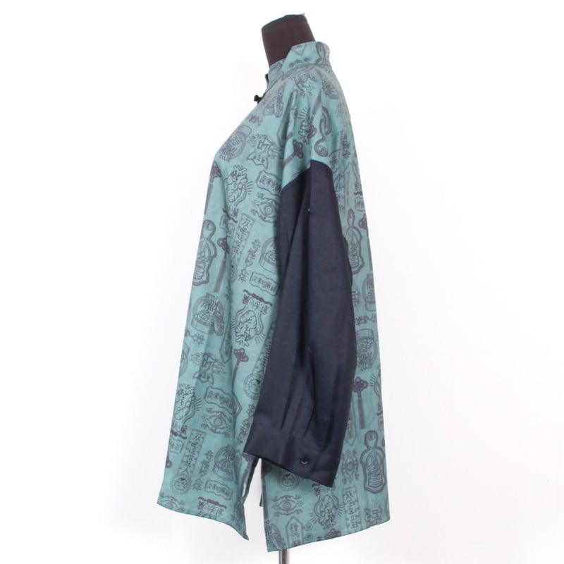 DXMOUVE】臓器看板柄チャイナボタン付ZIPシャツ/DX0048 | DXMOUVE