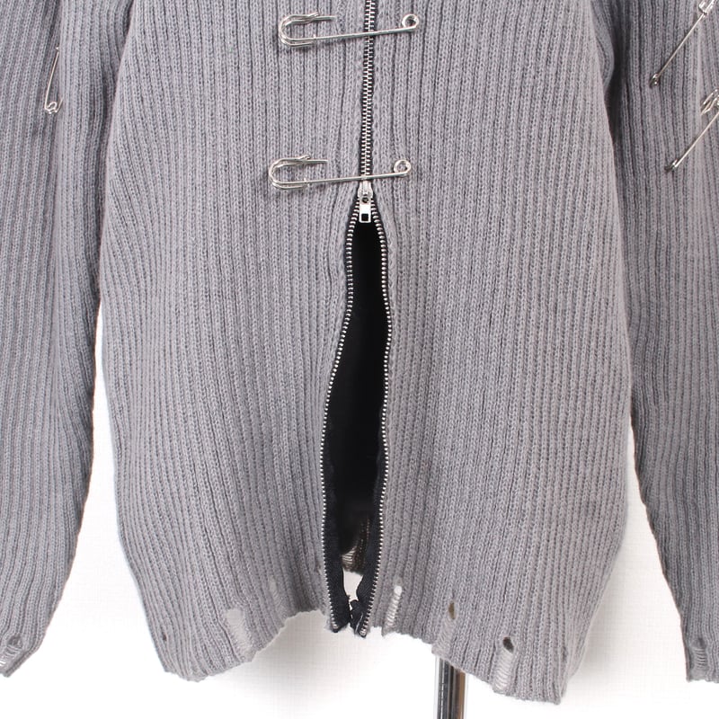 seyto 2トーンダメージニット サイズ1グレー ADMIX/ATELIER SAB MEN セーター ニット 透かし編みレースニット