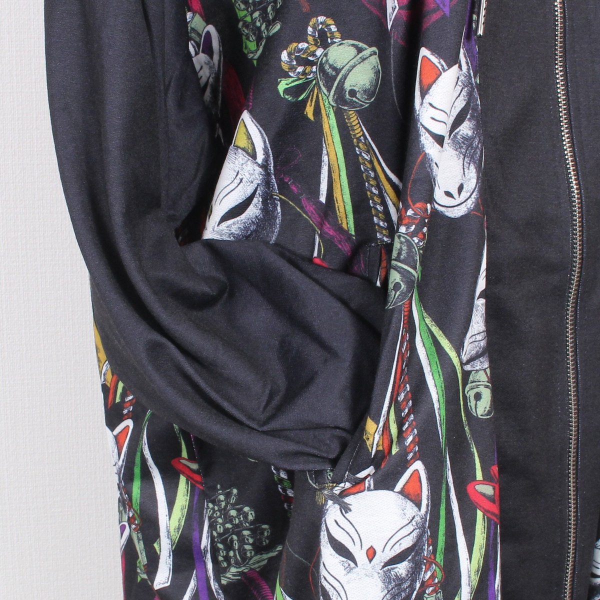 DXMOUVE】狐面祝言柄ロングZIPパーカー/DX0061 | DXMOUVE