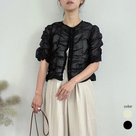 Sheer Shirred Cardigan