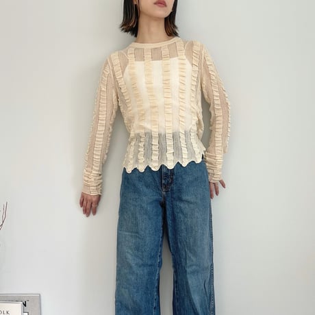shirring sheer pullover
